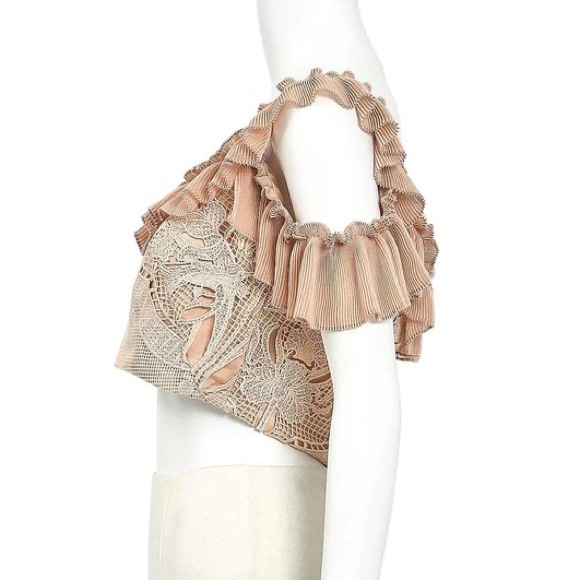 ALICE MCCALL Signed Sealed Lace Ruffle Cold Shoulder Crop Top - Picture 10 of 16